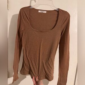 Project Social T Brown Long Sleeve Top